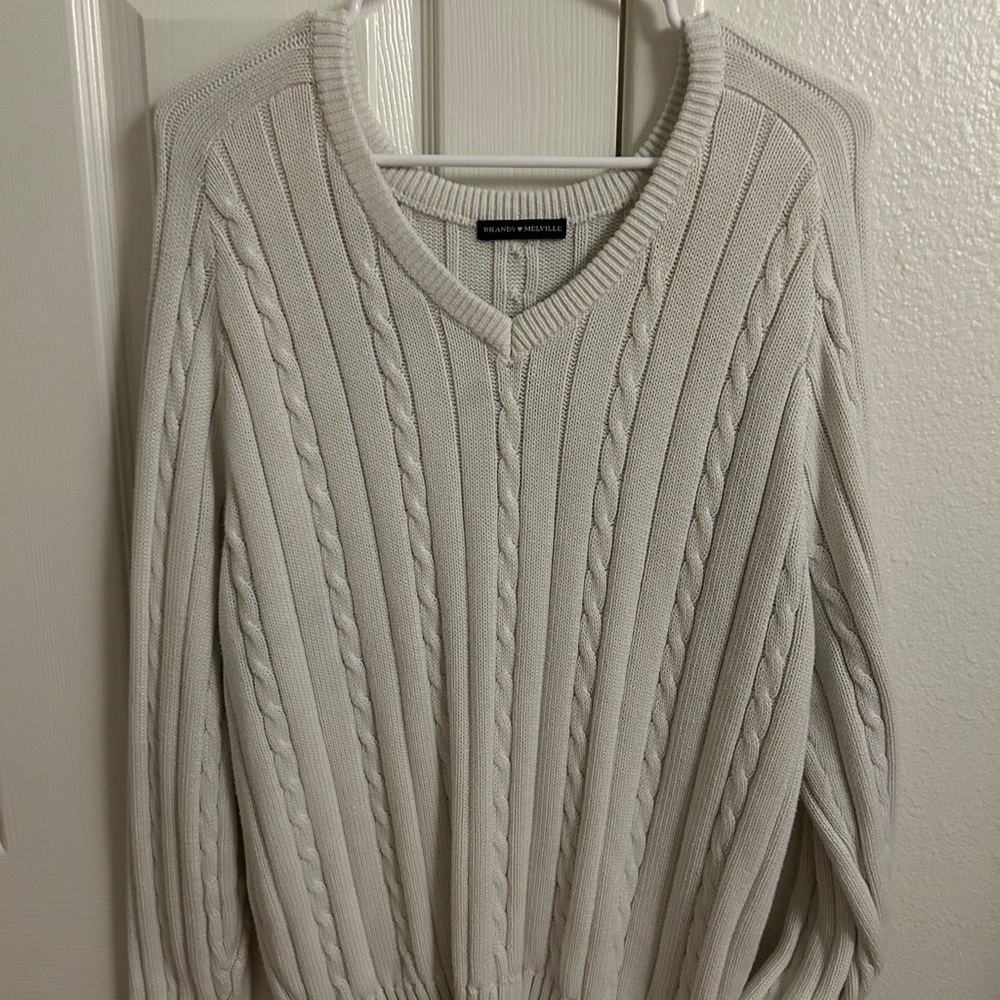 Brandy Melville Cream Cable Knit Sweater